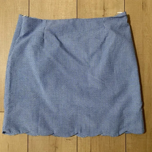 Papermoon Gingham Scalloped Hem Mini Skirt – Blue, Size L - Picture 7 of 13